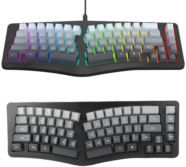 Main image of VBESTLIFE Wired Ergonomic Keyboard, Compact Mini Split Keyboard 69 Keys, RGB Backlight, Detachable Type C, for Desktop PC Laptop
