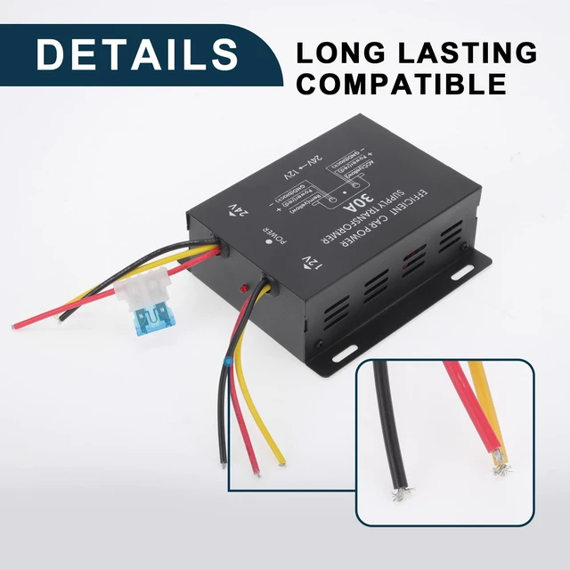 Alt view image 5 of 5 - TUCKBOLD Trucks 24V Step Down to 12V Car Power Supply Module 30A Compatible ^^ Power Supply Converter Black 1 Pcs
