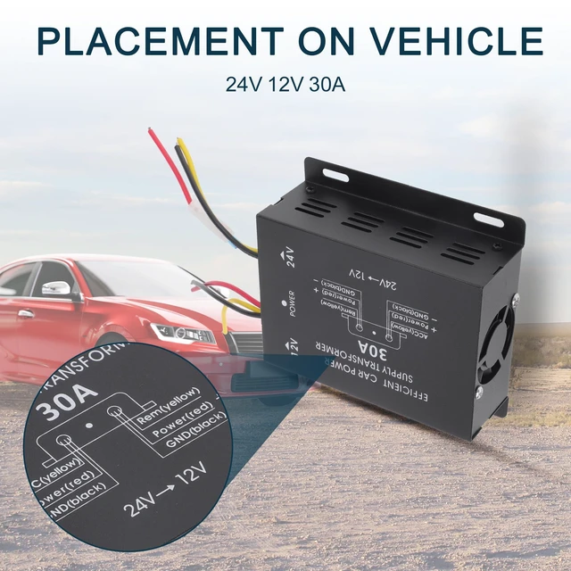 Alt view image 3 of 5 - TUCKBOLD Trucks 24V Step Down to 12V Car Power Supply Module 30A Compatible ^^ Power Supply Converter Black 1 Pcs