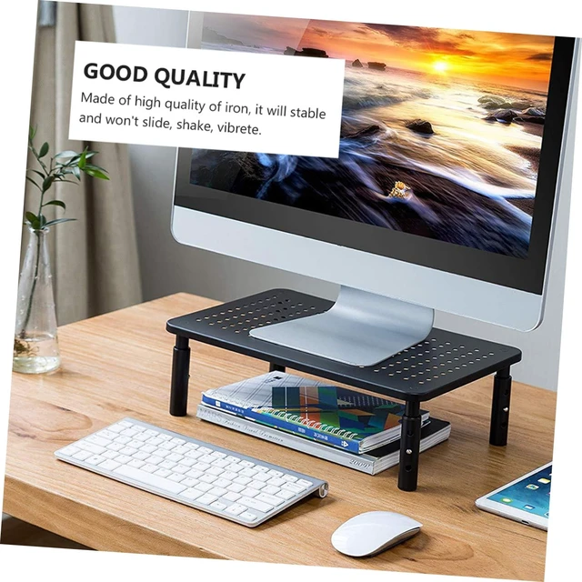 Alt view image 4 of 5 - HOMSFOU All Purpose Iron Computer Stand with Non Skid Rubber Base Stable Monitor Riser Desk Organizer for Comfortable Viewing and Extra Storage Black