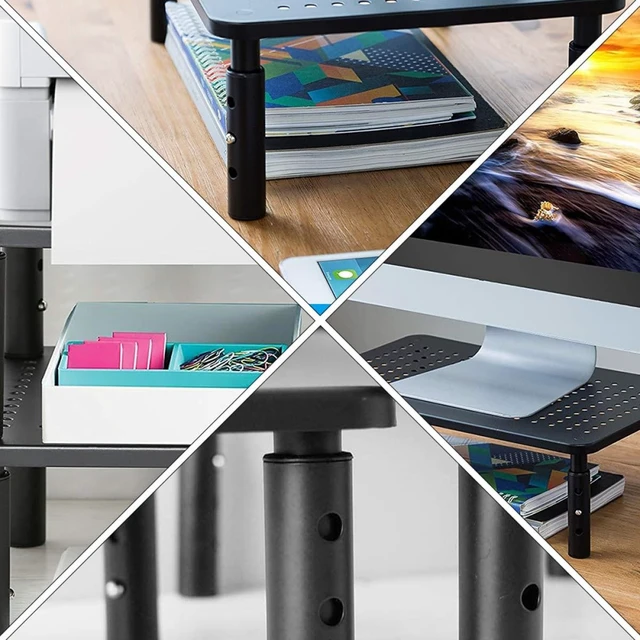 Alt view image 5 of 5 - HOMSFOU All Purpose Iron Computer Stand with Non Skid Rubber Base Stable Monitor Riser Desk Organizer for Comfortable Viewing and Extra Storage Black