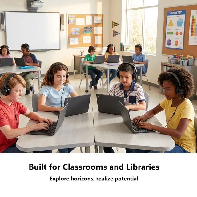 Alt view image 3 of 5 - MIXCU Classroom Headphones for Schools 10-Pack, Bulk Wired 3.5mm Jack