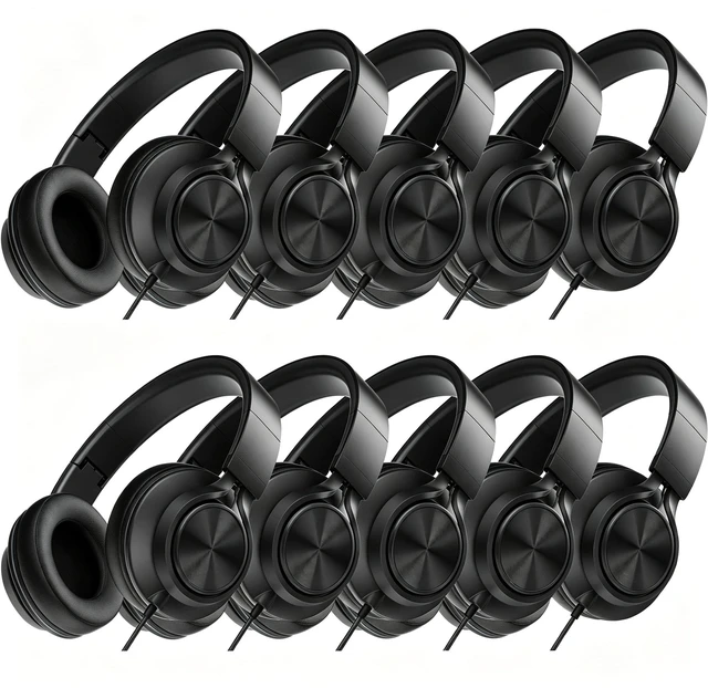 Main image of MIXCU Classroom Headphones for Schools 10-Pack, Bulk Wired 3.5mm Jack