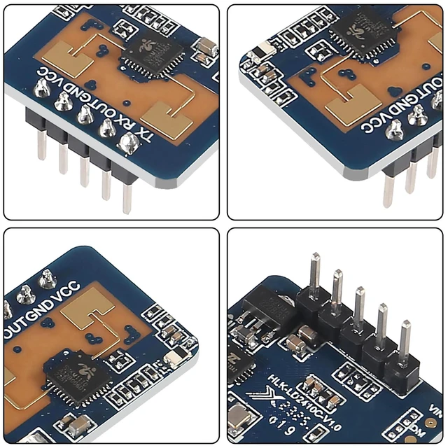Alt view image 4 of 5 - XIITIA 4pcs LD2410C Human Presence Radar Sensor Module HLK-LD2410 LD2410 Millimeter Wave Non-Contact 24GHz ISM Band Serial Port IO Level Output