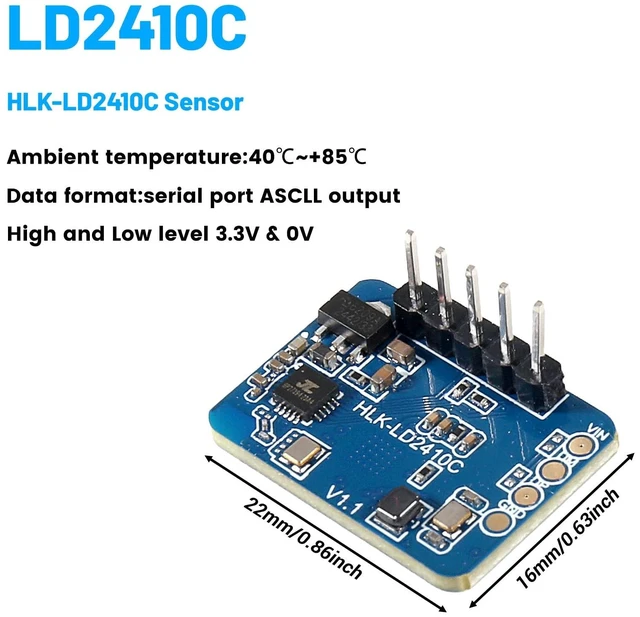 Alt view image 5 of 5 - XIITIA 4pcs LD2410C Human Presence Radar Sensor Module HLK-LD2410 LD2410 Millimeter Wave Non-Contact 24GHz ISM Band Serial Port IO Level Output