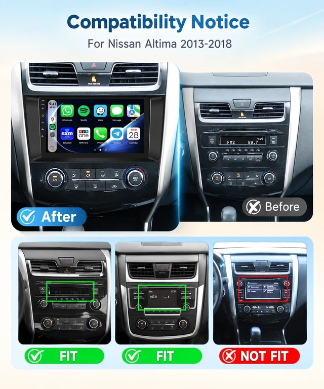 Alt view image 2 of 5 - 4+64GB Car Stereo for Nissan Altima 2013-2018 with Wireless CarPlay