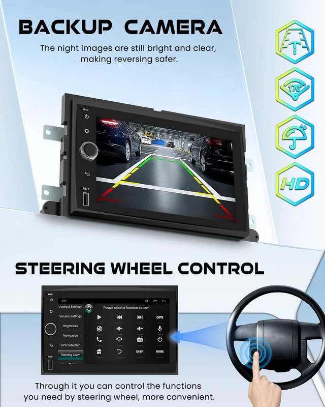 Alt view image 4 of 5 - 4+64 Android 15 Car Radio for Ford F150/F250/F350 2004-2014, Wireless Carplay&Android Auto with 7 Inch IPS Touchscreen Stereo Support Bluetooth/Voice Control/GPS/WiFi/Back-up Camera/SWC/FM