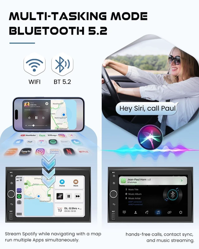 Alt view image 5 of 5 - 4+64 Android 15 Car Radio for Ford F150/F250/F350 2004-2014, Wireless Carplay&Android Auto with 7 Inch IPS Touchscreen Stereo Support Bluetooth/Voice Control/GPS/WiFi/Back-up Camera/SWC/FM