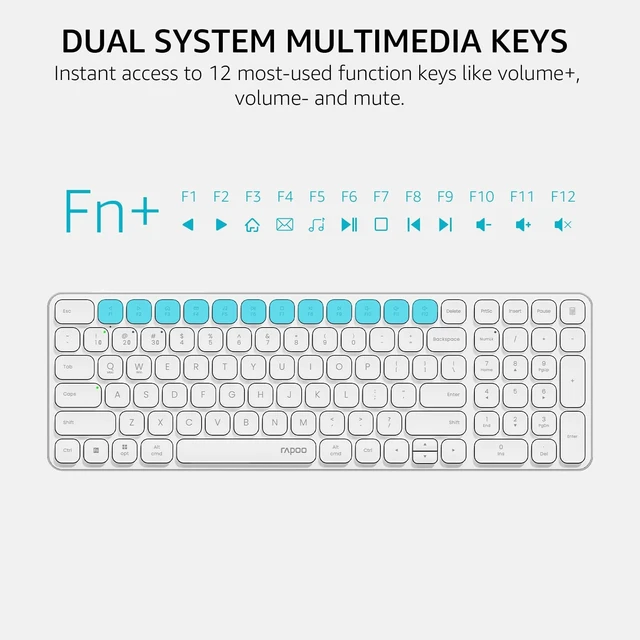 Alt view image 5 of 5 - Rapoo E9350L Multi-Device Wireless Keyboard, Blade-Series E9350L 99-Key Ultra-Thin Keyboard, Support 4 Devices, Low-Profile, Quiet, USB-C, Rechargeable, Al-Alloy Frame, for Windows/Mac/Linux/Ch