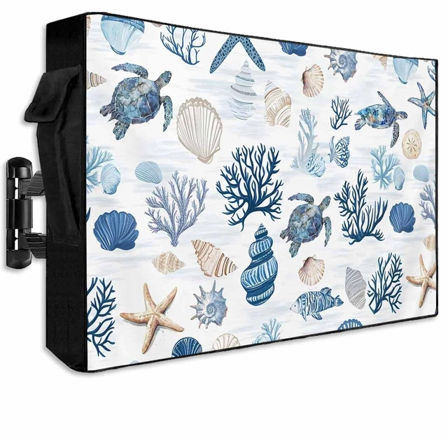 Main image of Ocean Creature Outdoor TV Cover for 60 to 65 Inch Flat Screens Televisions,Sea Turtle Starfish Coral Waterproof TV Screen Protector with Zipper Weatherproof Televison Covers,Marine Animals