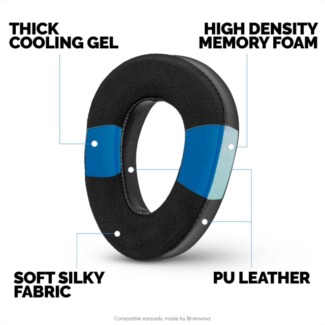 Alt view image 3 of 5 - Hybrid Earpads for Sennheiser PXC480, PXC550, PXC550-II, MB660 UC & MB660 MC Headphones. Cooling Gel Gaming Cushions Thick Memory Foam, Additional Comfort - By Brainwavz