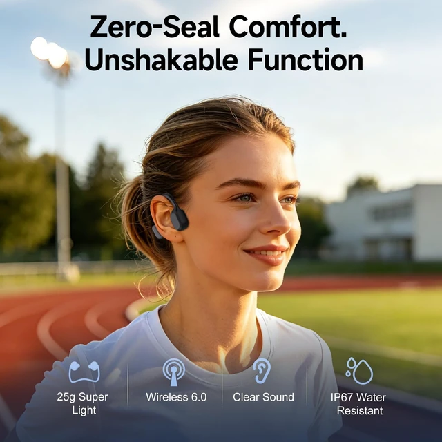 Alt view image 2 of 5 - Niecase Bone Conduction Headphones Bluetooth 6.0,IP67 Waterproof