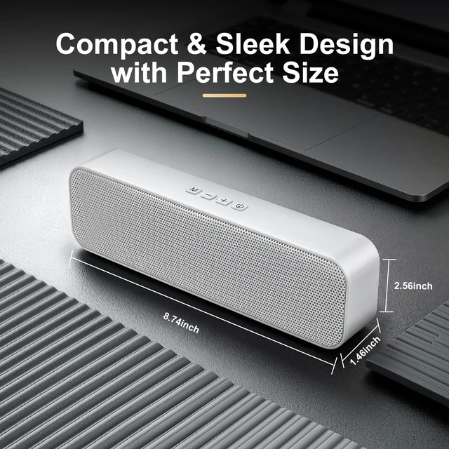 Alt view image 3 of 5 - KASOHQEE Computer Speakers for Desktop PC,USB Powered & Plug and Play,with Bluetooth 5.3/3.5mm AUX Input,Small Bluetooth Speakers with Stereo Sound Fit Under the Monitor for Office Work, Gaming, Music