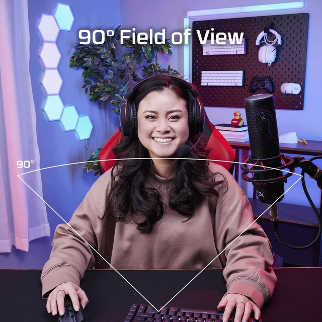Alt view image 3 of 5 - HyperX Vision S Webcam, 4K Video Recording @ 30fps, 90 Field-of-View, Responsive Autofocus, Hyperflex Cable, Aluminum Body, Plug and Play, Sony Starvis 8MP Sensor, 5G2P Lens, USB-C Black