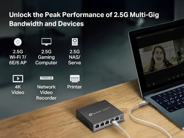 Alt view image 4 of 5 - TP-Link TL-SG105S-M2, 5 Port Multi-Gigabit 2.5G Unmanaged Ethernet Switch