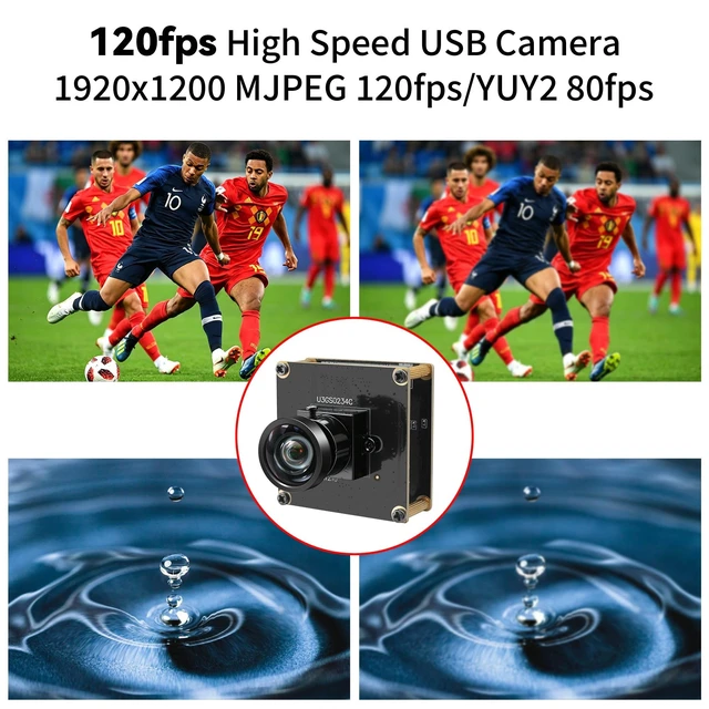 Alt view image 2 of 5 - IFWATER 120fp Global Shutter USB3.0 High Speed Industrial Camera,1200P HD Webcam with 112HFOV No Distortion Wide Lens,UVC Plug&Play for Motion Analysis Factory Industrial Visual Detection Golf Swing