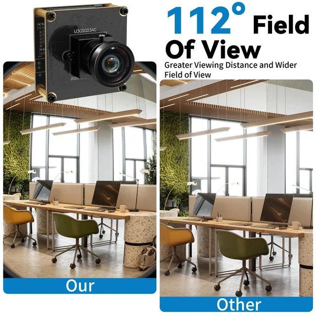 Alt view image 4 of 5 - IFWATER 120fp Global Shutter USB3.0 High Speed Industrial Camera,1200P HD Webcam with 112HFOV No Distortion Wide Lens,UVC Plug&Play for Motion Analysis Factory Industrial Visual Detection Golf Swing