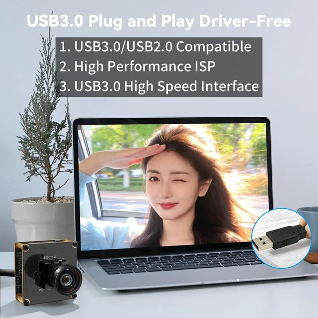 Alt view image 5 of 5 - IFWATER 120fp Global Shutter USB3.0 High Speed Industrial Camera,1200P HD Webcam with 112HFOV No Distortion Wide Lens,UVC Plug&Play for Motion Analysis Factory Industrial Visual Detection Golf Swing