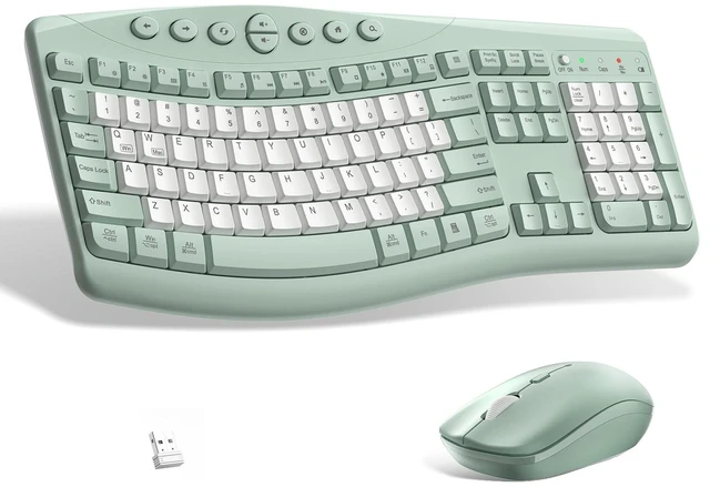 Main image of Wireless Keyboard and Mouse Combo Silent Ergonomic Curved Design for Office