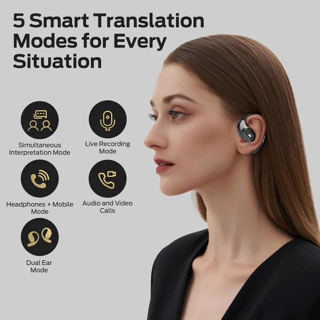 Alt view image 3 of 5 - Monster AC330 Open-Ear AI Translation Earbuds Black