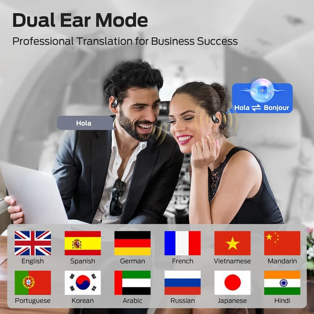 Alt view image 4 of 5 - Monster AC330 Open-Ear AI Translation Earbuds Black