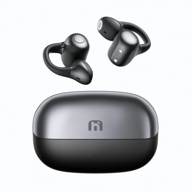 Main image of Open Ear Earbuds, Clip-On Wireless Headphones, Lightweight Secure Fit, 14mm Drivers Powerful Sound, 40H Playtime, Sweatproof Bluetooth 6.0 Glasses Friendly for Sports Running Workout Gift(Black