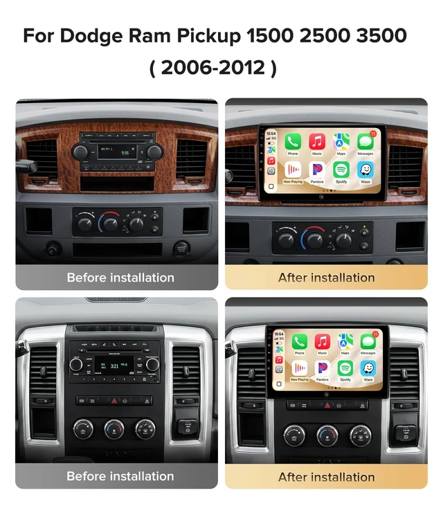 Alt view image 3 of 5 - Car Radio Stereo for Dodge Ram 1500/2500/3500 (06-12) CarPlay Android Auto