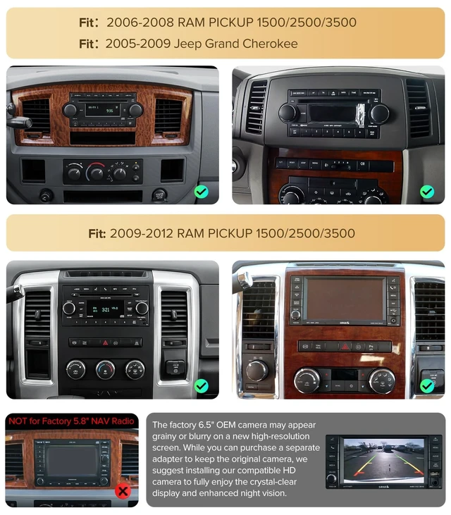 Alt view image 2 of 5 - Car Radio Stereo for Dodge Ram 1500/2500/3500 (06-12) CarPlay Android Auto