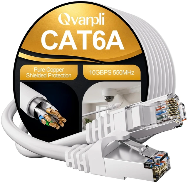 Main image of 10Gbps Shielded Cat 6A Ethernet Cable 75FT, Pure Copper Cat6A Cable, White
