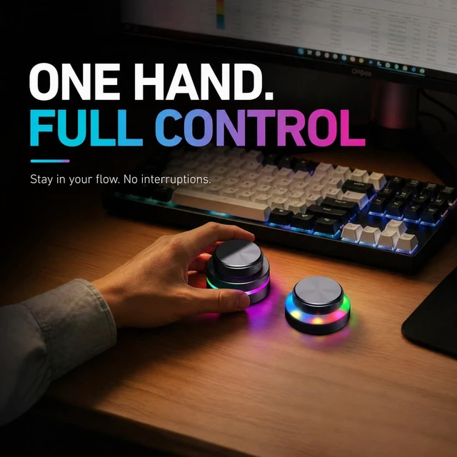 Alt view image 2 of 5 - MOSHOU Knob Macro Pad, 3-Layer Programmable Keyboard,wireless & Type-C & BT
