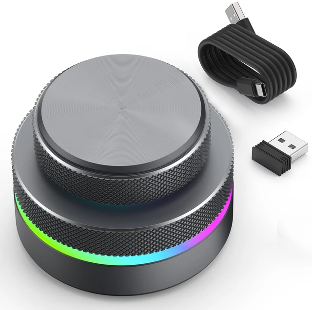 Main image of MOSHOU Knob Macro Pad, 3-Layer Programmable Keyboard,wireless & Type-C & BT