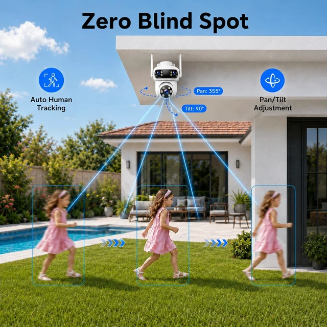Alt view image 4 of 5 - CAMCAMP Triple-Lens Security Camera Wireless Outdoor, Remote Access via APP