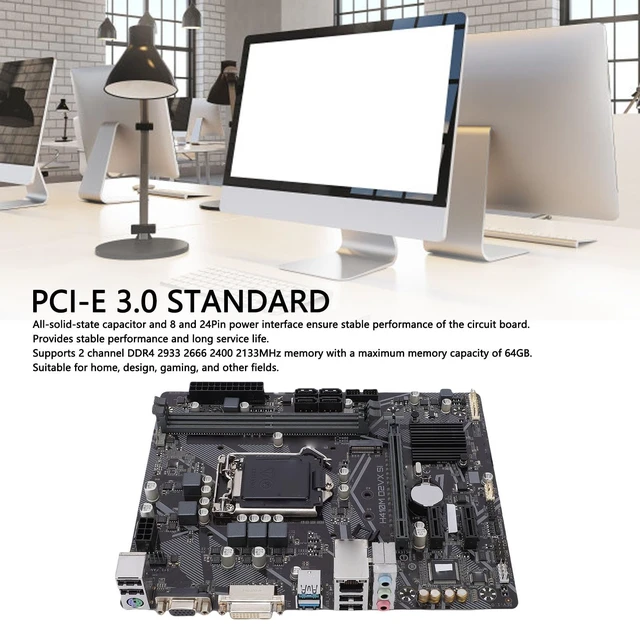 Alt view image 2 of 5 - Tangxi H410M D2VX SI Computer Motherboard, M ATX Desktop Motherboard with 2 DDR4 DIMM Slots for LGA 1200 10th Gen CPU, Support 2933 2666 2400 2133MHz, VGA DVI Output