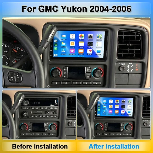 Alt view image 2 of 5 - 7 inch Car Stereo for GMC Yukon 2004-2006 with Wireless Carplay Android Auto Double Din Android 14 for Yukon 04-06 Radio w/HD Touchscreen Bluetooth WiFi FM/RDS GPS Mirror Link Navi Camera SWC,