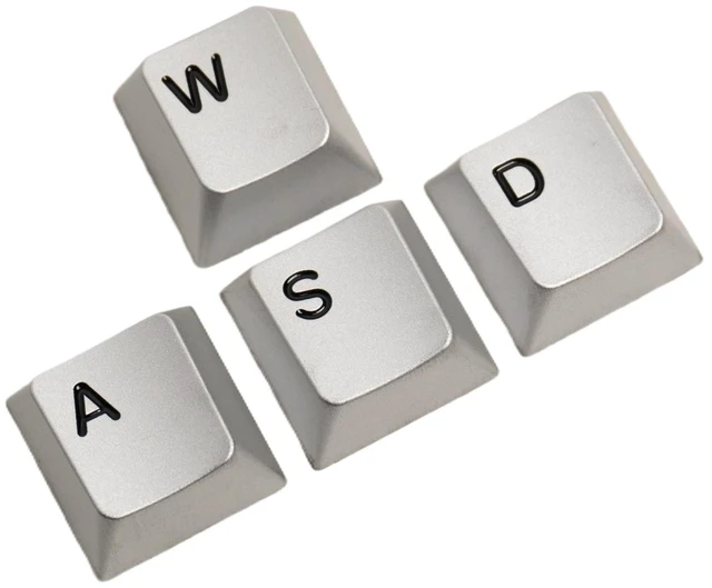 Main image of ELECFOX Custom Silver Metal Keycaps for Gaming Keyboard WASD