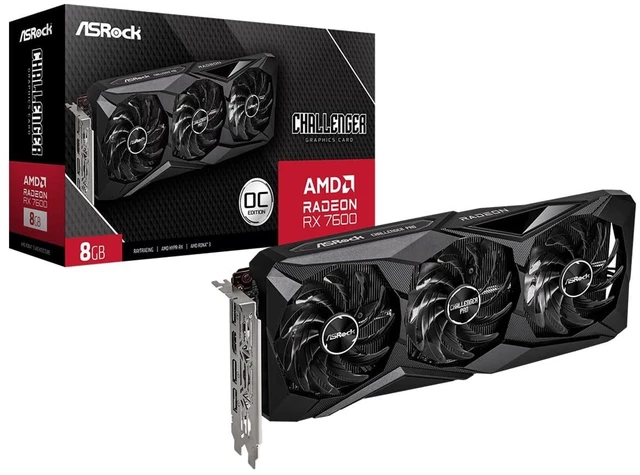 Main image of ASRock Radeon RX 7600 Challenger Pro 8GB OC, AMD RDNA 3, 8GB GDDR6, PCIe 4.0, Triple Fans, 0dB Silent, 2695MHz Boost, Triple Fan Graphics Card