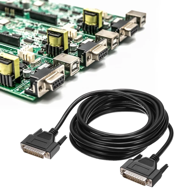 Alt view image 4 of 5 - MECCANIXITY DB25 Serial Cable, 28AWG Aluminium Foil Shielded DB25 Male to Male Straight Through Serial Cable for Data Communication, 16.4 ft