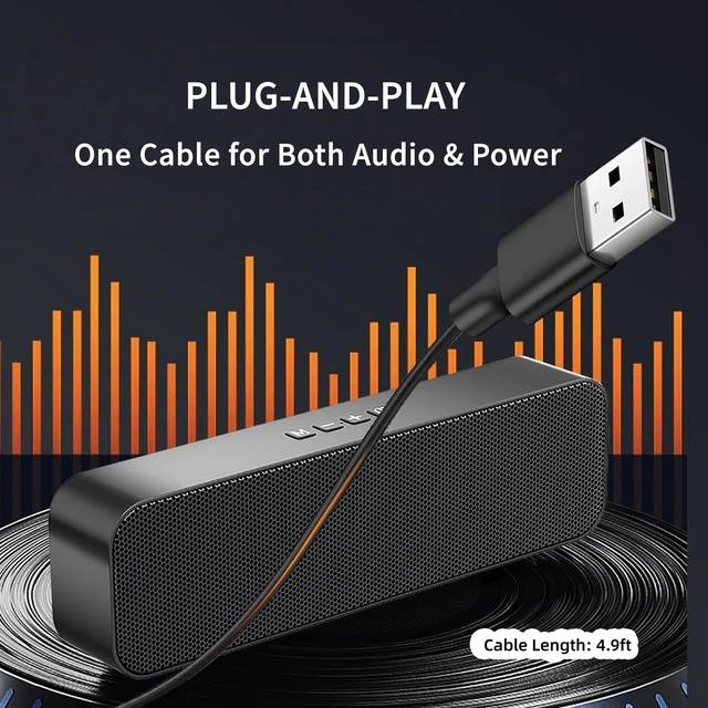 Alt view image 2 of 5 - KASOHQEE Computer Speakers for Desktop PC,USB Powered & Plug and Play,with Bluetooth 5.3/3.5mm AUX Input,Small Bluetooth Speakers with Stereo Sound Fit Under the Monitor for Office Work, Gaming, Music