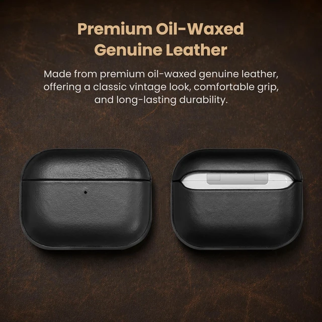 Alt view image 3 of 5 - Delidigi Magnetic Lid Genuine Leather Case for AirPods Pro 3 (2025)