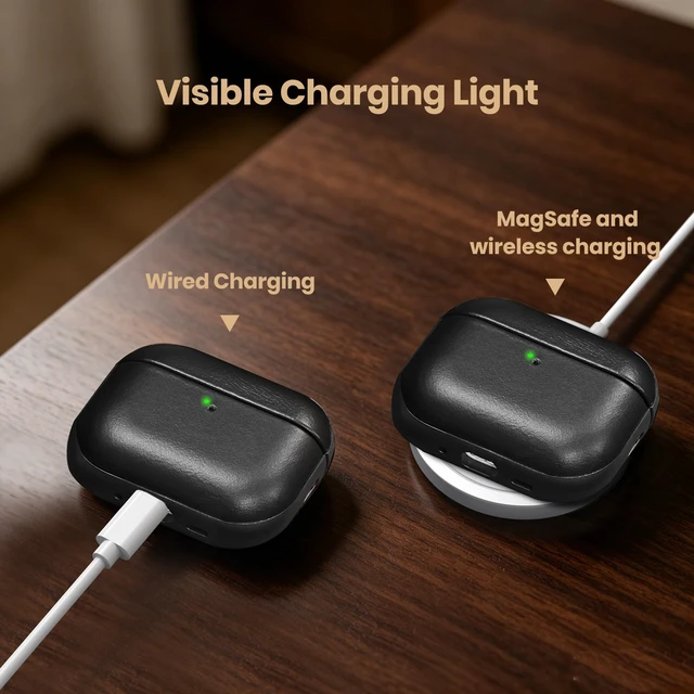 Alt view image 5 of 5 - Delidigi Magnetic Lid Genuine Leather Case for AirPods Pro 3 (2025)