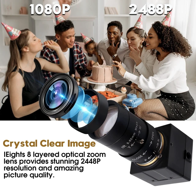Alt view image 5 of 5 - 8MP USB Camera for Computer, 5-50mm 10X Optical Zoom, Ultra HD 4K Webcam