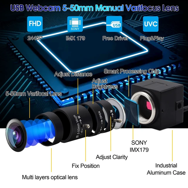 Alt view image 3 of 5 - 8MP USB Camera for Computer, 5-50mm 10X Optical Zoom, Ultra HD 4K Webcam