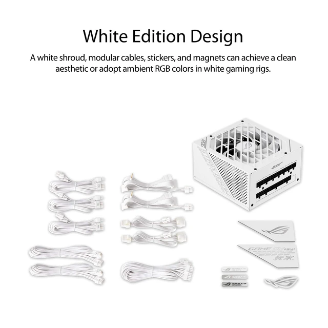 Alt view image 2 of 5 - ASUS ROG Strix 850W White Edition PSU, Axial-Tech Fan Design