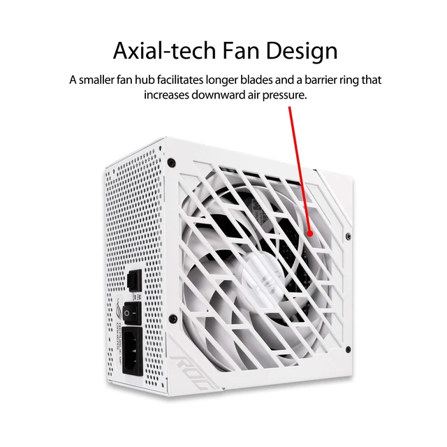 Alt view image 4 of 5 - ASUS ROG Strix 850W White Edition PSU, Axial-Tech Fan Design