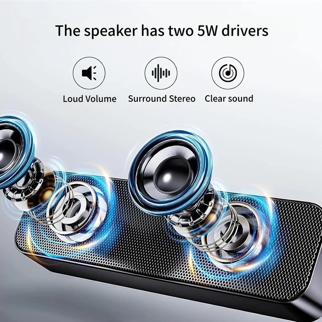 Alt view image 3 of 5 - KASOHQEE Computer Speakers for Desktop PC,USB Powered & Plug and Play,with Bluetooth 5.3/3.5mm AUX Input,Small Bluetooth Speakers with Stereo Sound Fit Under the Monitor for Office Work, Gaming, Music