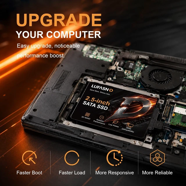 Alt view image 3 of 5 - Lufasnd Internal 2TB SATA SSD, 2.5 Inch SSD SATA III 6Gb/s, Solid State Drive, Up to 520MB/s Read Speed, 3D NAND Flash, Compatible with Laptop & Desktop PC