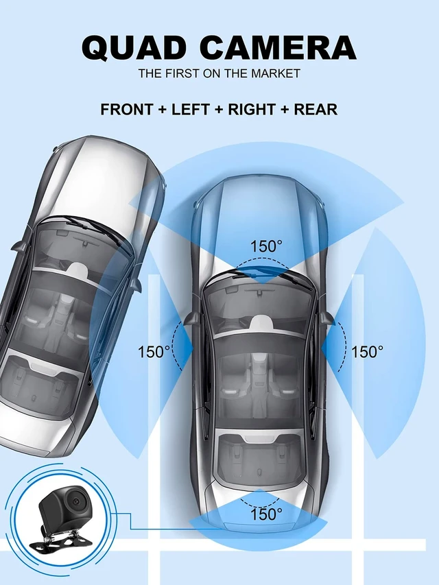 Alt view image 4 of 5 - 4 Channel Dash Cam Front and Rear Inside Left Right FHD 1080P Dash Camera for Cars, 360 View Parking Monitoring Mode, Built-in WiFi, Free 64GB Card