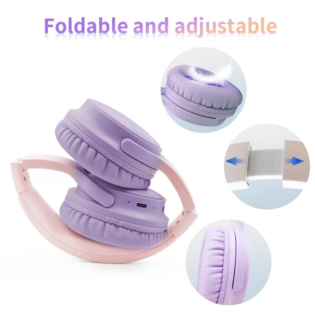 Alt view image 3 of 5 - Sungive Bluetooth Headphones Over Ear, Foldable Lightweight Wireless Headsets, HiFi Stereo, HD Microphone, 30H Playtime, Suitable for Mobile Phones, Computers, TVs, Games, Outdoors, Offices (Pu