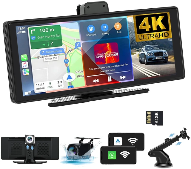 Main image of Wireless CarPlay Android Auto Screen for Car 10.26" 4K Dash Cam & 1080P Backup Camera 64 GB of Storage Mirror Link/Bluetooth/FM, Satellite Radio Receiver