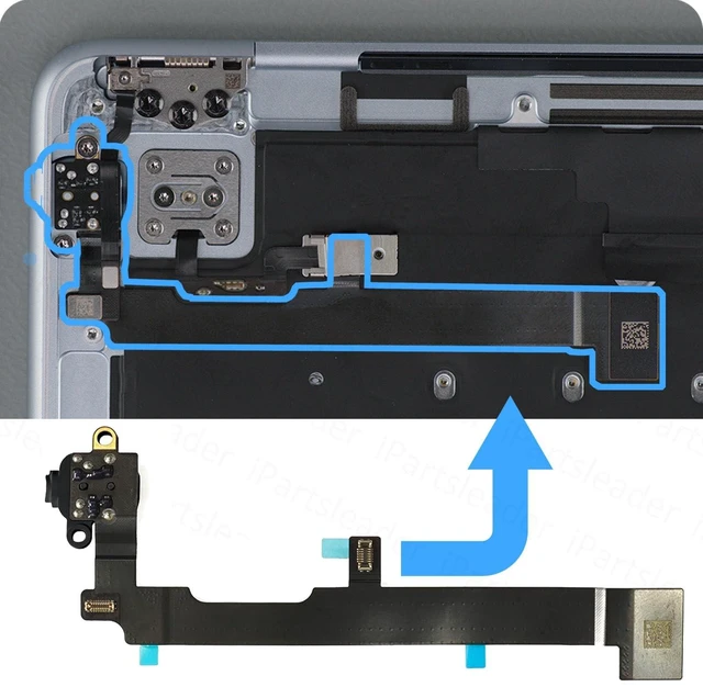 Alt view image 2 of 5 - iPartsleader Headphone Jack 3.5mm Audio Board Connector for MacBook Air Retina 13 inch A3449 (M5,2026) Lid Sensor Touch ID Link Flex Cable 821-06069-03 EMC 8877 (Midnight)